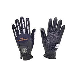 Copper Tech Plus Men's Golf Gloves Worn On Left Hand for Right Handed Golfer – Skeleton Pattern with Ball Marker – Copper Infused Mens Golf Gloves (S/M, Black/Black)