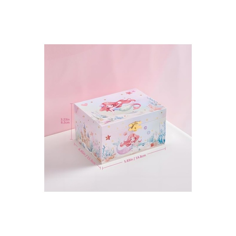 ProCase Joyero musical de sirena para niñas, sirena (caja con