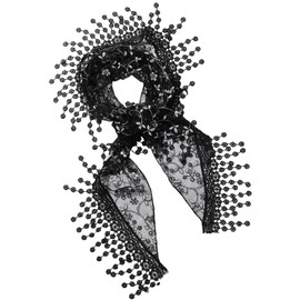 CABODYALS Black Lace Scarf Head Wrap Triangle Hairband Vintage Flower Pattern Sheer Fabric Floral Edging Trimming Polyester Soft Cloth Headbands for Women Hair Accessories Party Birthday Wedding Decor