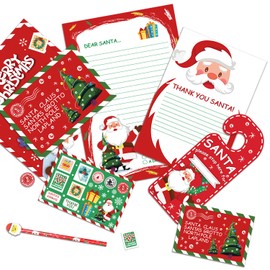 VEYLIN Letter to Santa Kit, 7PCS Letter to Santa Includes Letter, Envelopes, Door Hanger, Sticker Sheet and Pen