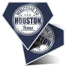 2 x Diamond Stickers 7.5 cm - Welcome to Houston Texas USA Travel Fun Decals for Laptops,Tablets,Luggage,Scrap Booking,Fridges, #5222