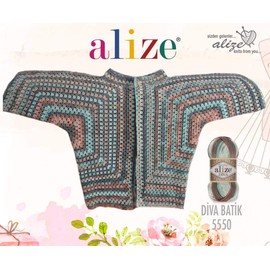 100% Microfiber Acrylic Yarn Alize Diva Batik Silky Effect Thread Crochet Art Lace Craft Lot of 2 skeins 200gr 766yds Hand Knitting Yarn (5550)