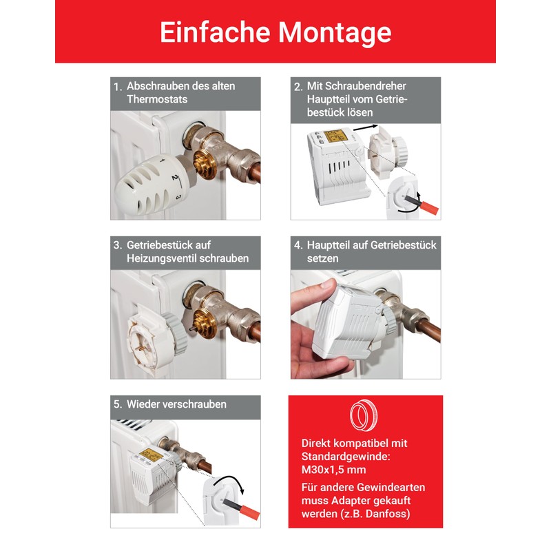 Elektrobock HD13-L Programmable Radiator Thermostat, 280 W, 230 V, White,