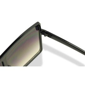 ShadyVEU Oversized Rectangular Colored Lens Fashion Design Flat Women's Sunglasses (Black)