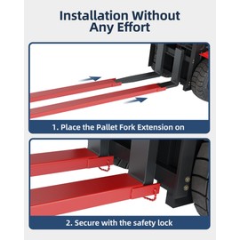 GarveeTech Pallet Fork Extension with Tire Chain 72 Inch Length 4.5 Inch Width, Heavy Duty Steel Pallet Extensions for Forklift Truck, Red
