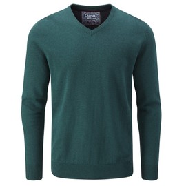 Charles Wilson Fine Knit Cotton Pullover with V-Neck for Men, Dark Green (0422)