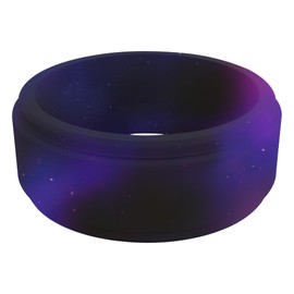 QALO Men's Silicone Ring, Aqua (Size 10) - Constellation (Galaxy) Step Edge - Mens Wedding Bands - Breathable & Durable Silicone Rings for Men - Rubber Engagement Rings for Him - 8mm Wide x 2mm Thick