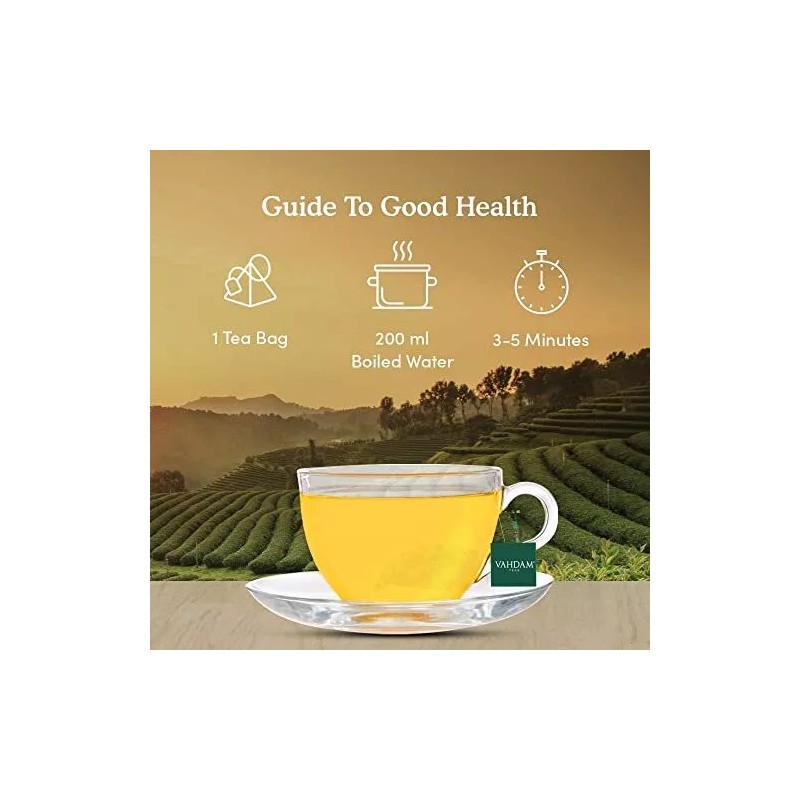 Vahdam Turmeric Ginger Herbal Tea 100 Count Caffeine Free Biodegradable