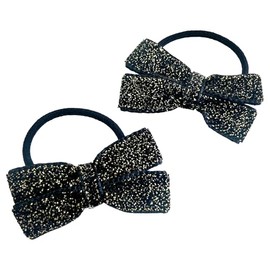 Lamibon Hair Elastics, Set of 2, Black Ribbon Clip, Lolita Yume Cute, Gothic Lolita Hair Clip, Hairpin, Hair Accessory