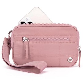 WESTBRONCO [Mother's Day]  Puffer Wristlet Wallets Bag for Women Waterproof Nylon Quilted with 3 Zipper Purse Credit Card Holder Phone RFID Blocking:_Khaki