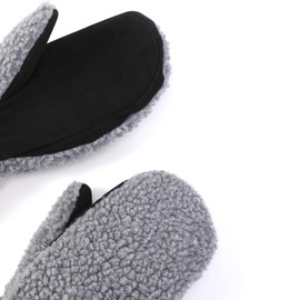 Harssidanzar Women's Sherpa Mitten Genuine Suede Outdoor Mitt Winter for Thermal Thinsulate Lined with Finger Liners SL020US,Grey/Black,Size, L