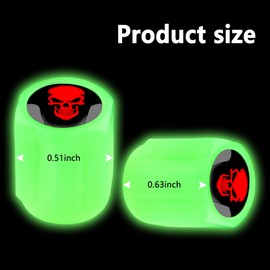 16PCS Fluorescent Tire Valve Stem Caps,Luminous Auto Wheel Air Valve Cap,Universal Decoration Accessories for Car/SUV/Bicycle/Trucks/Motorcycles,Cool Car Gifts (Skull/Green-16pcs)