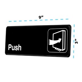 Alpine Industries Push Sign - Self Adhesive & Highly Visible Black Outdoor Wall/Door Placard w/White Text for Office, Business & Shop Exit & Entrance