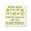 Irish Coaster Cork Backed with Irish Eyes Saying and Shamrock