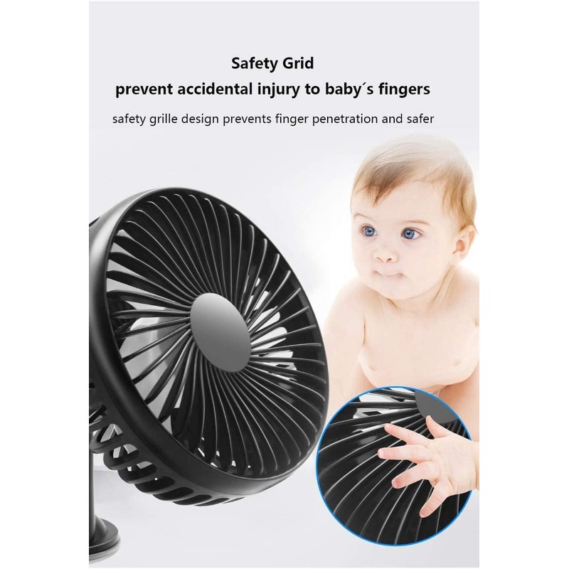 linlinfa Car Fan, USB Fan, 12V/24V Universal 360°Rotating Car Cooling