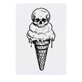 'Skull Icecream' Temporary Tattoo - Water Resistant, Skin-Safe, Non-Toxic Transfer (TO00072341)