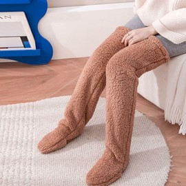 CRIVERY Snuggs Cozy Socks, High Fuzzy Socks Over Knee Winter Furry Leg Warmers Plush Slipper Socks