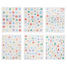 6 Sheet Laser Nail Art Christmas Sticker 3D Waterproof Self Adhesive Snowflakes Christmas Nail Stickers for Nail Salon