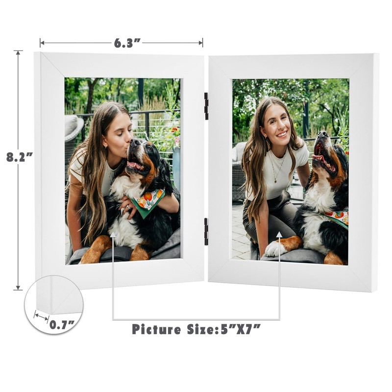 Frametory, 5x7 Double Picture Frame Hinged 2 Photos Frame Collage,