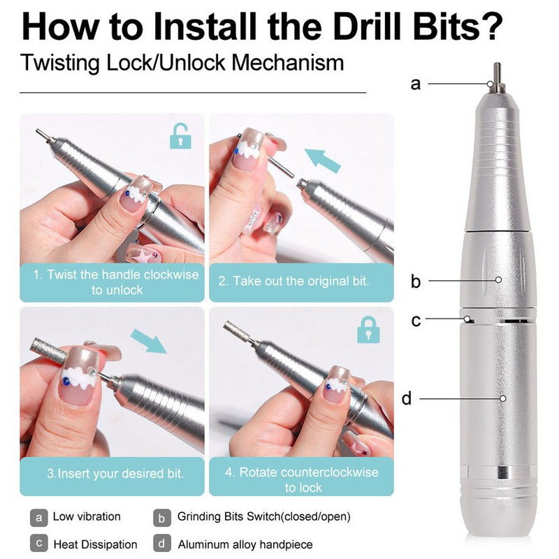Electric Nail Grinding Machine Rechargeable 45000rpm Speed Electronic Manicure Pedicure