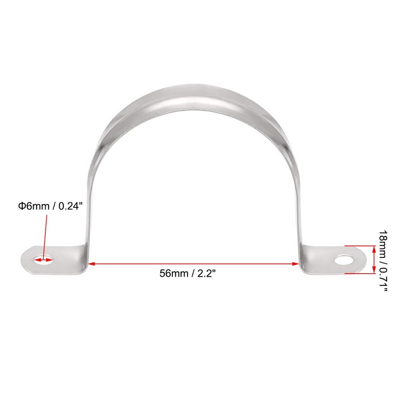 sourcing map 56mm(2.2") Rigid Pipe Strap, 2 Hole Tube Straps