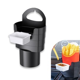 Flygun 1 PC French Fry Holder, Plastic Storage Box, Waterproof Sauce Container, Center Console Organizer, Multifunctional Auto Interior Decoration, Universal for Most Cars, Trucks (Black)