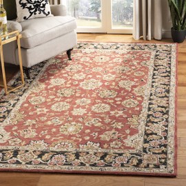 SAFAVIEH Chelsea Collection Accent Rug - 3'9" x 5'9", Rose & Black, Hand-Hooked French Country Wool, Ideal for High Traffic Areas in Entryway, Living Room, Bedroom (HK505C)