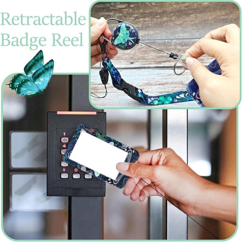 2 Pack Butterfly Lanyards for Id Badges, Retractable ID Badge