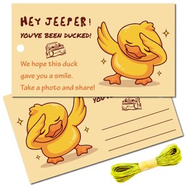CREATCABIN 50Pcs You've Been Ducked Cards Duck Tags Card Duck Duck Jeep Tags Ducking DIY Jeep Duck Card with Hole and Twine for Rubber Duck Jeeps Car Jeeps Decor Gifts 3.5x2Inch-HEY JEEPER