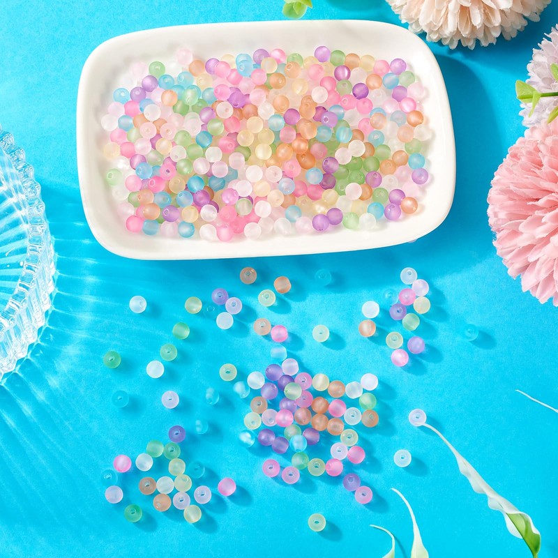 Craftdady 400pcs 6mm Round Clear Acrylic Beads Matte Mini Gradient
