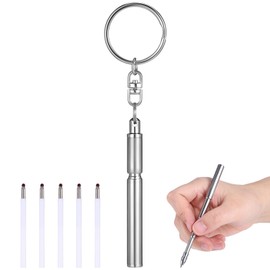 Operitacx Keyring Pen Key Ring Small Pen Retractable Ballpoint Pen Stainless Steel Mini Ballpoint Pen Key Ring Telescopic Pen Stainless Steel Pen with Refills