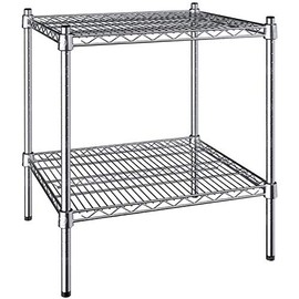 Pro&Family 21" x 24" NSF Chrome 2-Shelf Kit with 27" Posts. Perfect for Home, Garage, Commercial Hospital, Nursing and Care Homes, Children's Shelters, Metal Bookshelv.