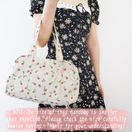 Small Floral Handbag for Women Coquette Aesthetics Purse Bag Girls Cute Canvas Bag for Travel, Shopping, Outdoor