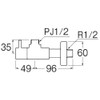 SANEI V2261-X2-13 Stop Faucet Body, Handle Rotates 180 Degrees, For