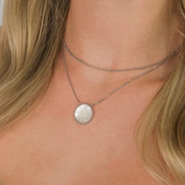 Engelsrufer Women's Necklace Wind Rose Made of Sterling Silver with Compass Pendant Made of Mother of Pearl – Lobster Clasp – Adjustable in Three Lengths – Nickel-, Sterling Silver, No Gemstone