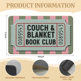 WARDOS Book Club Decorations Door Mat, Trendy Preppy Welcome Mats for Reading Nook Room Library Front Door Indoor Outdoor Entrance Porch, Vintage Bookish Doormat, Book Lovers Gifts, 17x30 Inches