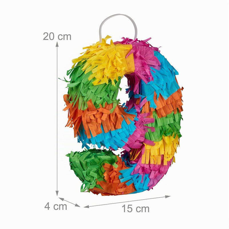 Relaxdays Pinata Number 9, Fillable Mini Pinata, Birthday, Party Pinata,