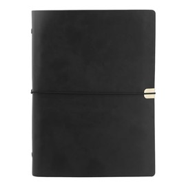 PU Leather Notebook A5, Vintage Notebook Refillable Notebook A5 Lined Leather 80 Pages, 6-Ring A5 Notebook Refillable Binder for Notes, Planning, Study (Black)