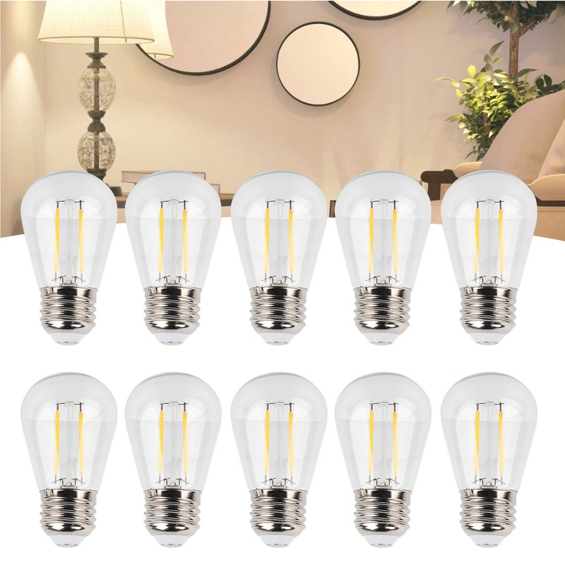 10Pcs Vintage Light Bulb S14 E27 180LM Transparent Glass LED