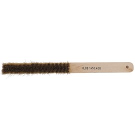 KD89 Brass Hand Brush 4 Rows with Wooden Handle - Fine (Hard Diameter 0.15 mm - Medium Diameter 0.10 mm - Soft Diameter 0.08 mm) - 220 mm - Made in Germany - Pack of 1
