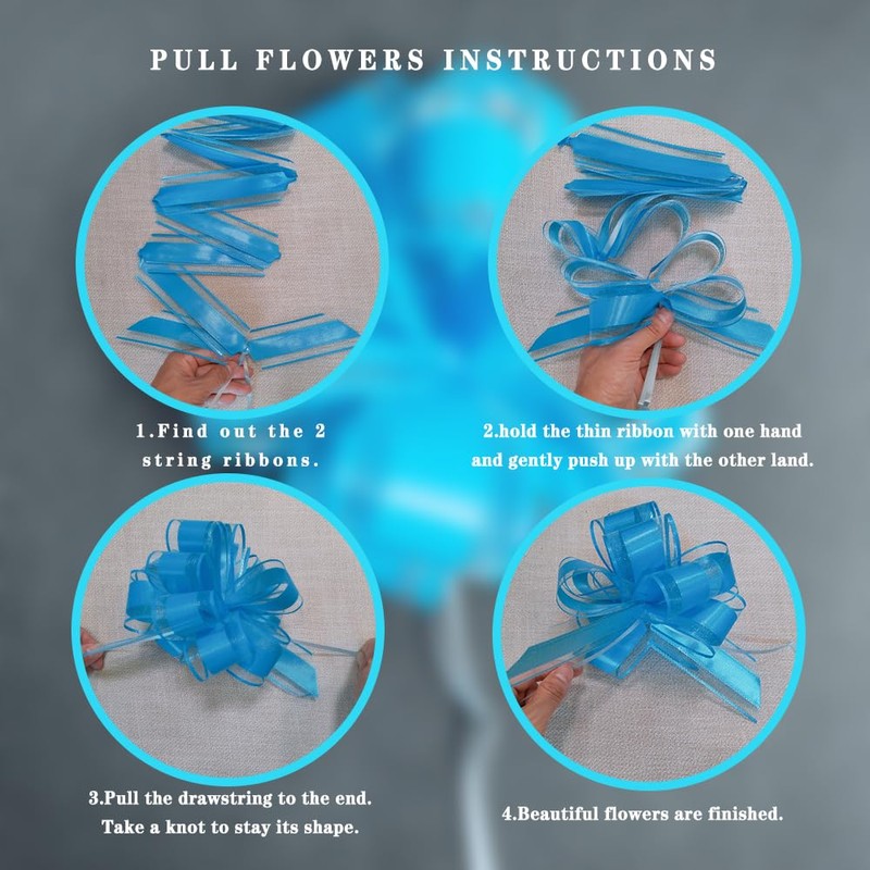 6 PCS Blue Pull Bows for Gift Wrapping 6″ Wrap