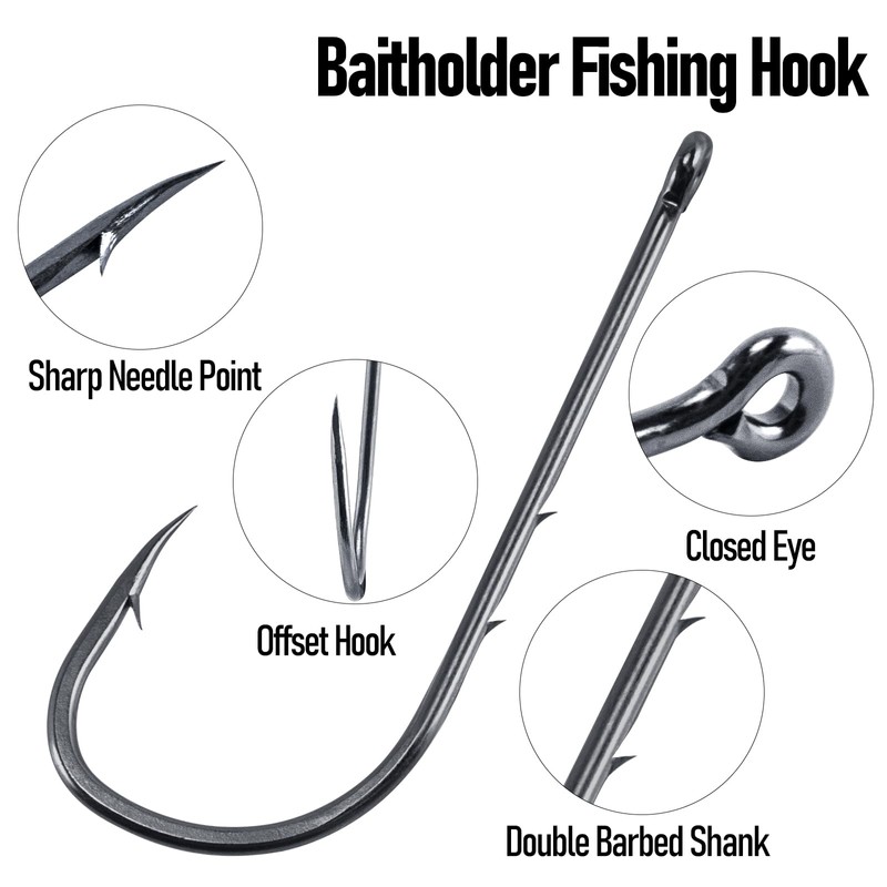 Dr.Fish 100 Pack Baitholder Fishing Hooks Octopus Circle Hooks Live