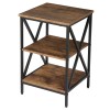 Segawe 24'' End Side Table with Storage Shelf and X-Shaped