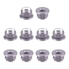 sourcing map Nylon Insert Hex Lock Nuts, 10pcs - M8 x 1.25mm Aluminum Alloy Self-Locking Nut, Anodizing Flange Lock Nut for Fasteners(Titanium Gray)