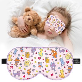 Antifaz para Dormir para Niños: Antifaz de Seda Pura 100% Natural Con Correa Ajustable, Divertido Antifaz para Dormir, Suave Y Ligero, Ideal para Niños, Niñas Y Adolescentes (Estilo Gato).
