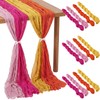 12 Pcs Pink and Orange Cheesecloth Gauze Table Runners