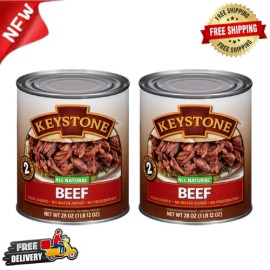 Keystone Meats All Natural Beef Fully Cooked 28oz No Preservatives Ready to Eat - Pack of 3 Cans