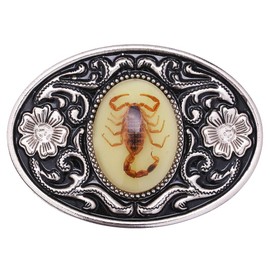 HUABOLA CALYN Belt Buckle, Unique Luminous Stone Native American White 3D Scorpion Animal Belt Buckle for Men Women