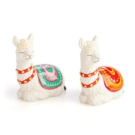 MDI Australia PP-SP_A Alpaca Salt and Pepper Set Happy Alpacas Wearing South American Blankets Salt & Pepper Shakers Set, White