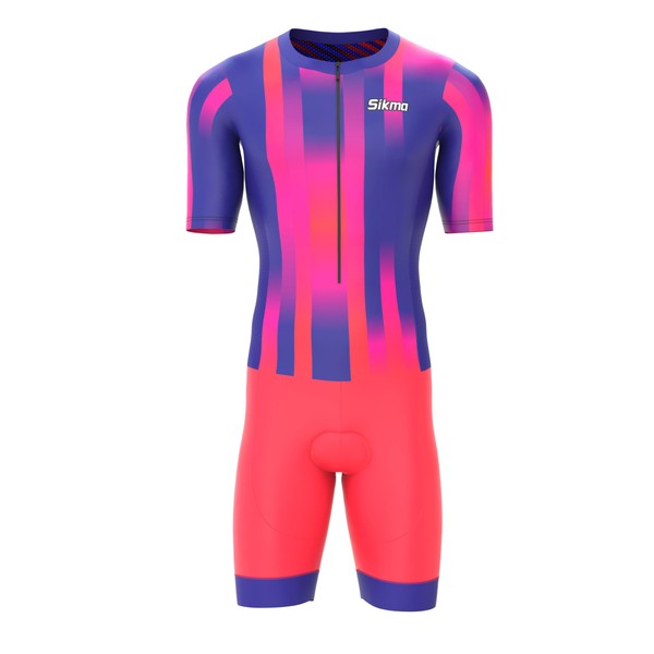 Sikma Men’s Half Sleeve Trisuit Breathable Mesh Triathlon Padded Suit